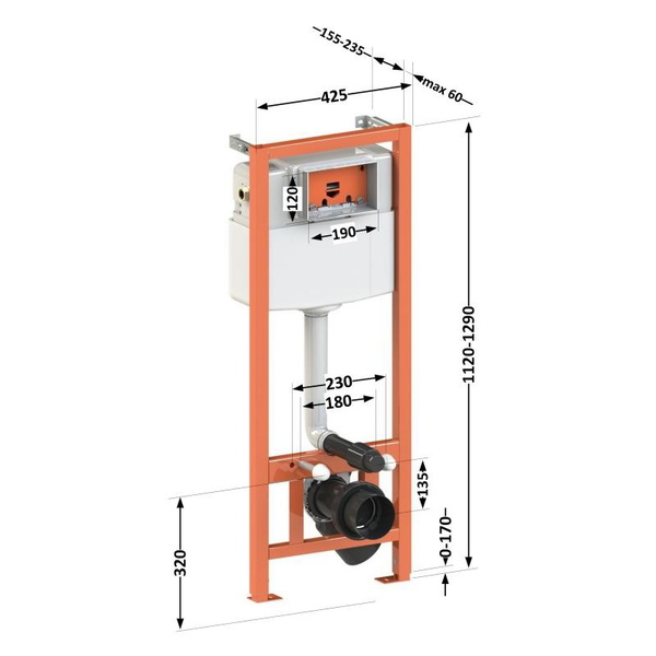 Інсталяція для унітаза Qtap Nest (QT0133M425)