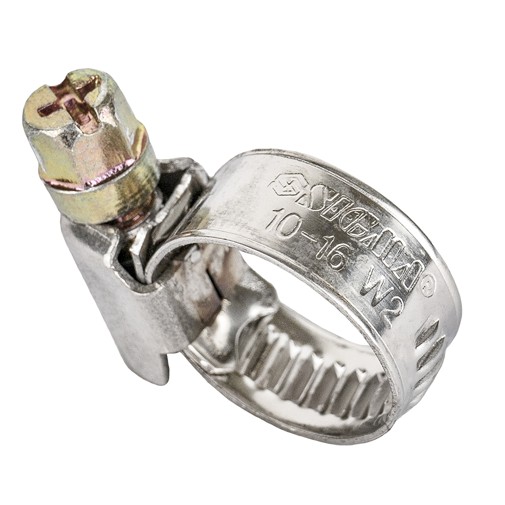 Хомут черв'ячний Sigma нержавіючий 9 мм D10-16 мм 25 шт