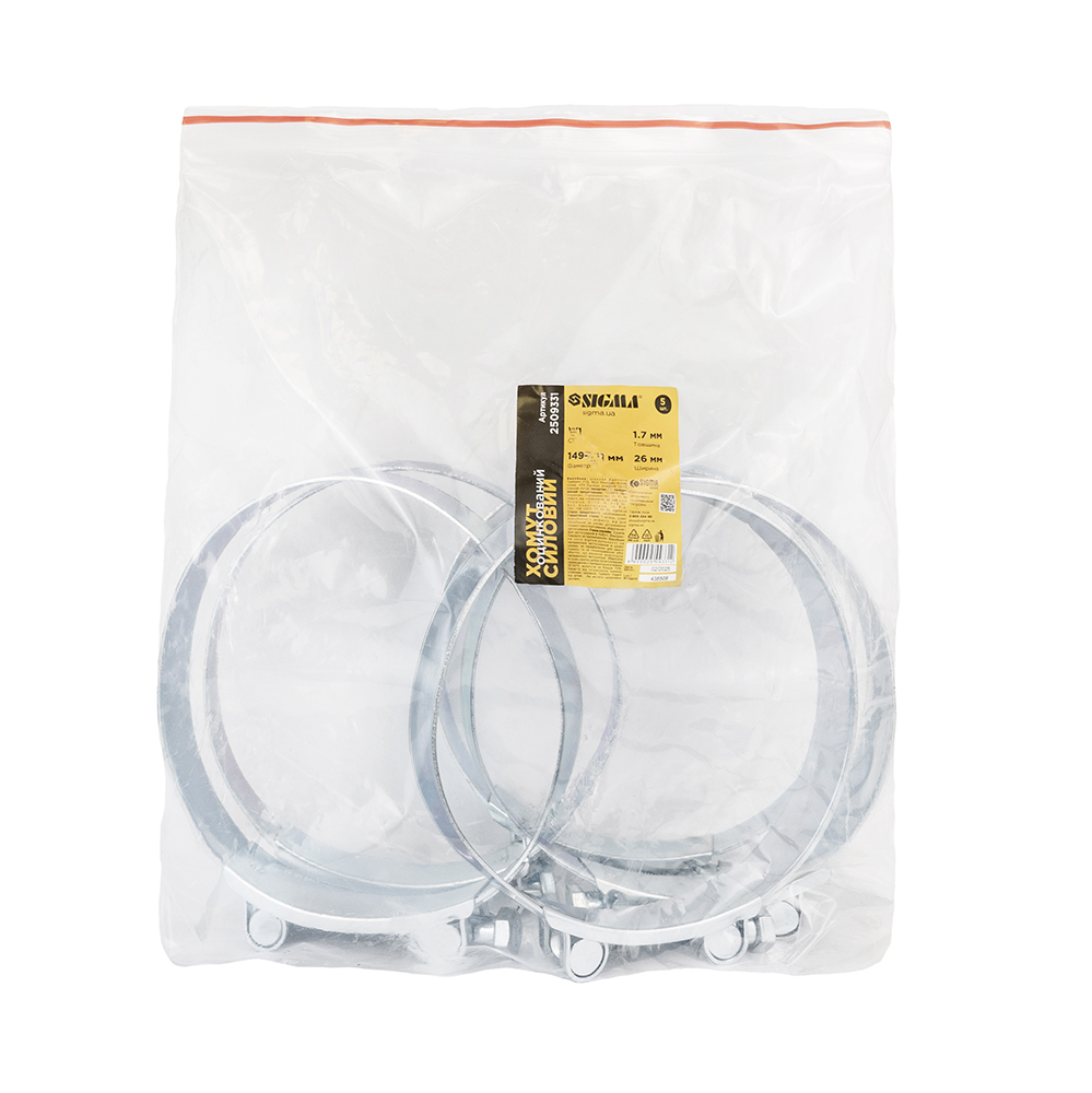 Хомут силовий Sigma оцинкований 26 мм Ø149-161 мм