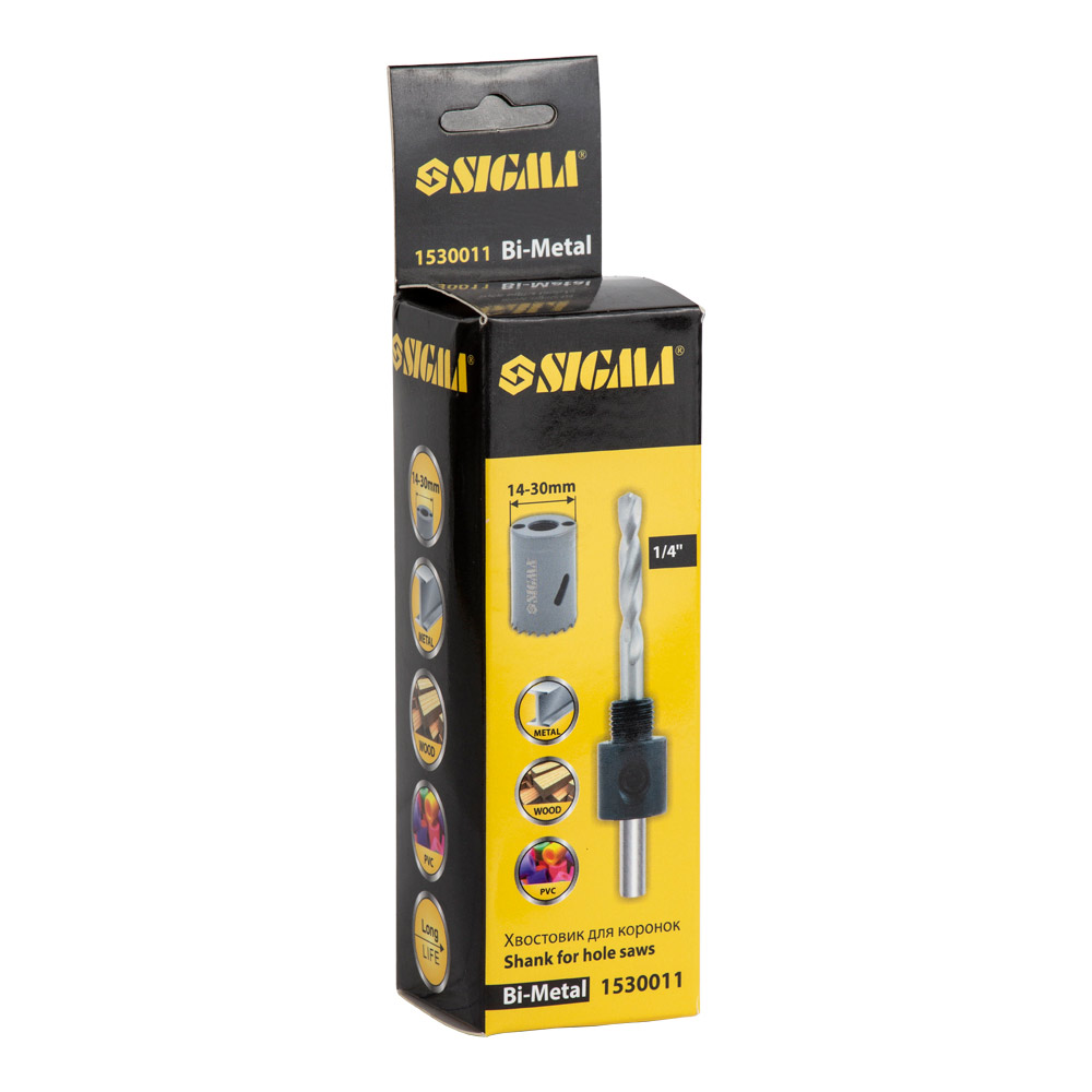 Хвостовик Sigma для коронок биметалл 1/4" Ø14-30 мм
