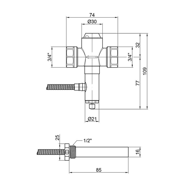 Клапан теплового сброса Icma 3/4" (№608)