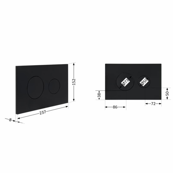 Клавіша змиву Qtap Standard 152 × 236 × 28 мм, Matt Black, кругла (QTSTD164BLM49470)