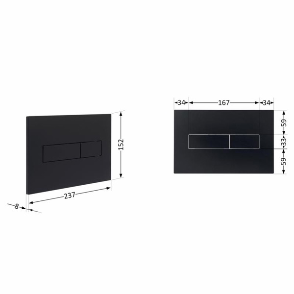 Клавіша змиву Qtap Standard 152 × 236 × 28 мм, Matt Black, лінійна (QTSTD164BLM49473)