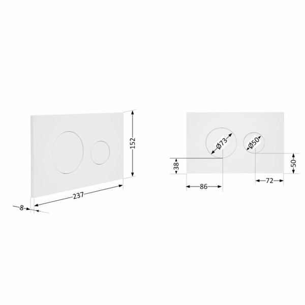 Клавіша змиву Qtap Standard 152 × 236 × 28 мм, White, кругла (QTSTD164W49468)