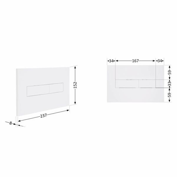 Клавіша змиву Qtap Standard 152 × 236 × 28 мм, White, лінійна (QTSTD164W49471)