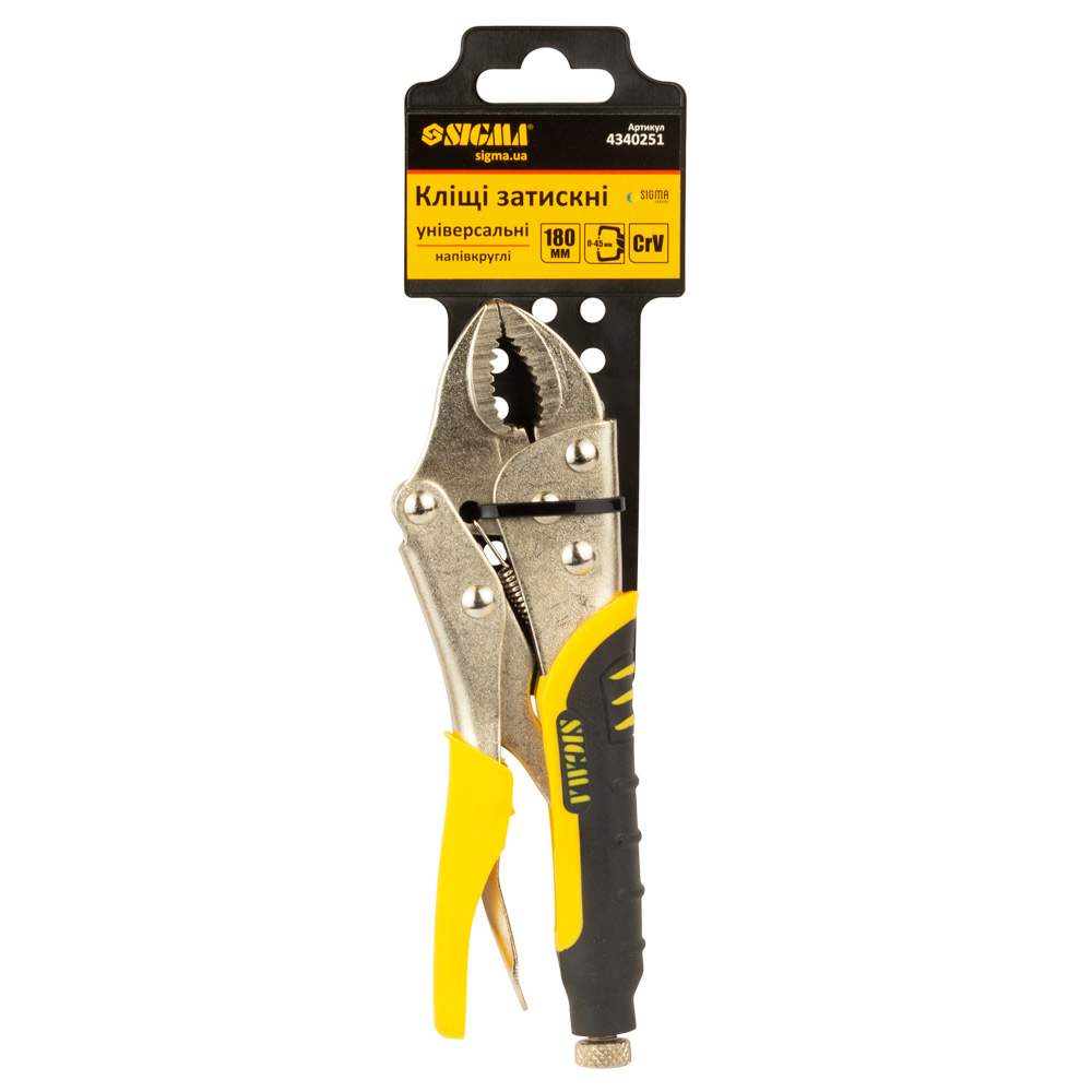 Кліщі затискні Sigma CrV універсальні напівкруглі 180 мм