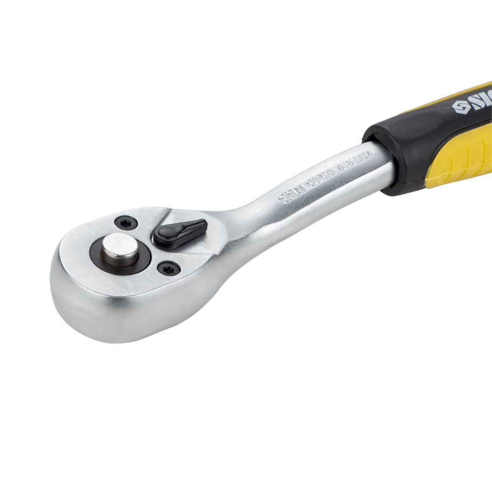 Ключ-тріскачка Sigma CrV з вигнутою ручкою 1/4" 150 мм 72T