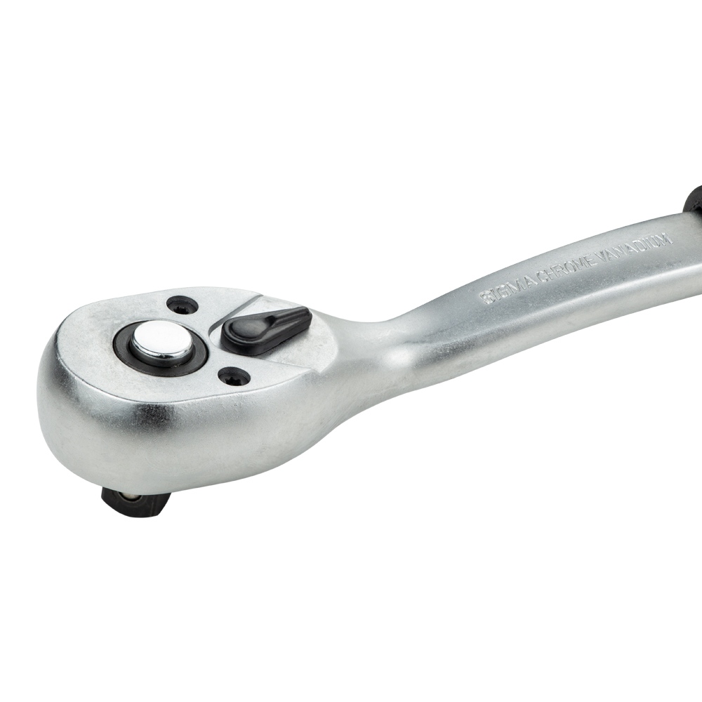 Ключ-тріскачка Sigma CrV з вигнутою ручкою 3/8" 200 мм 72T