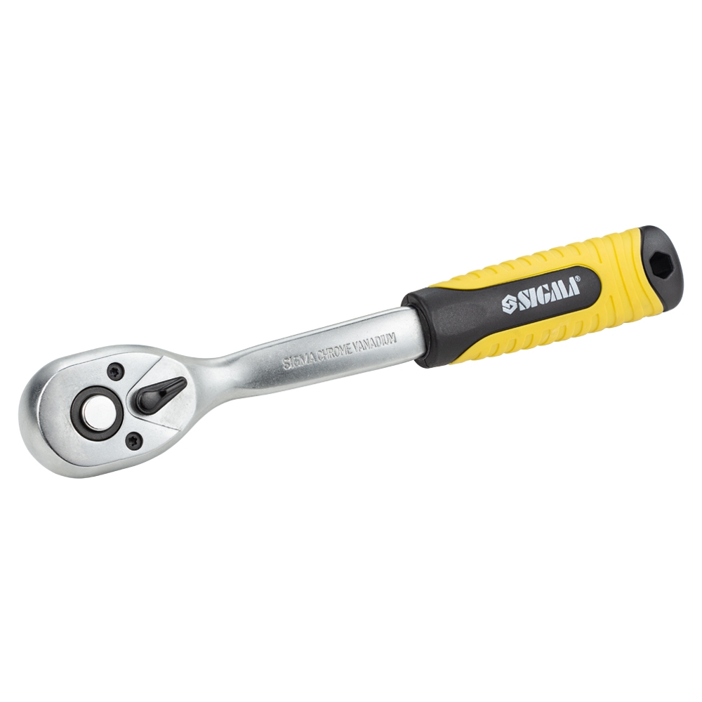 Ключ-тріскачка Sigma CrV з вигнутою ручкою 3/8" 200 мм 72T