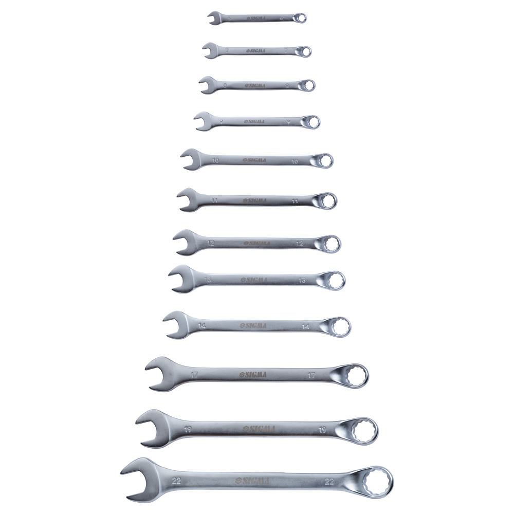 Ключі ріжково-накидні Sigma CrV polished глибокі 12 шт (7-15, 17, 19, 22 мм)