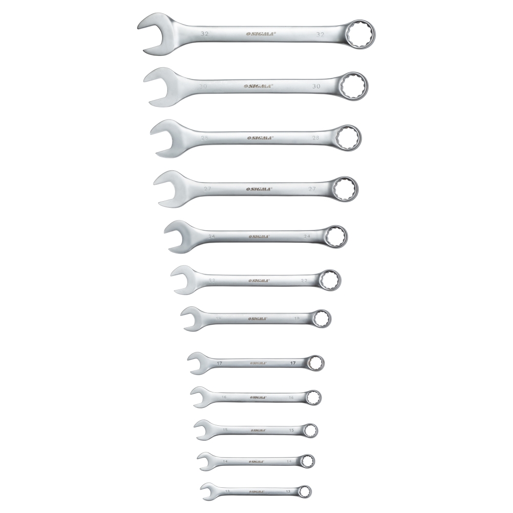 Ключі ріжково-накидні Sigma CrV satine 12 шт 13-32 мм (тк чохол)