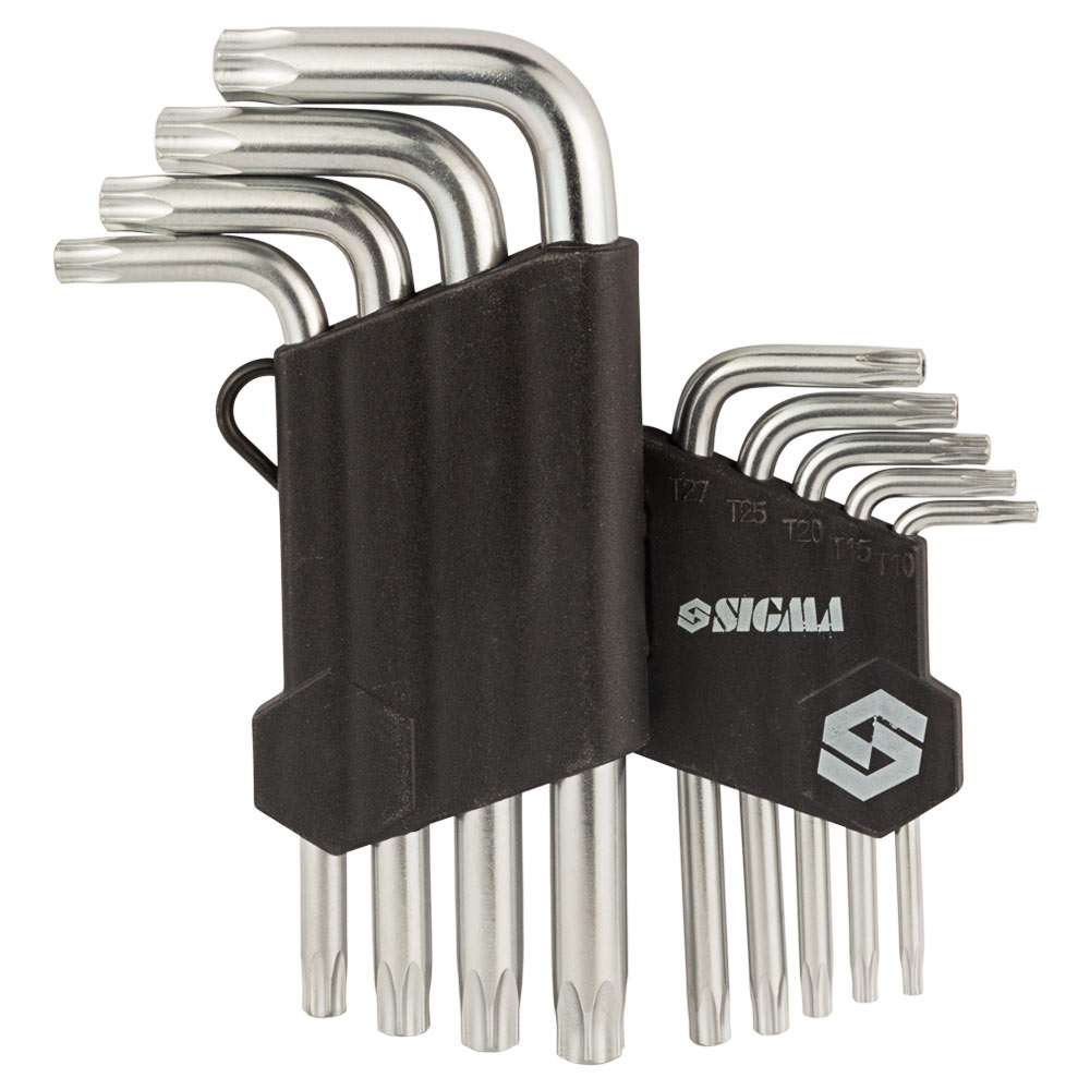 Ключі Sigma Torx CrV 9 шт. T10-T50 мм (короткі з отвором)