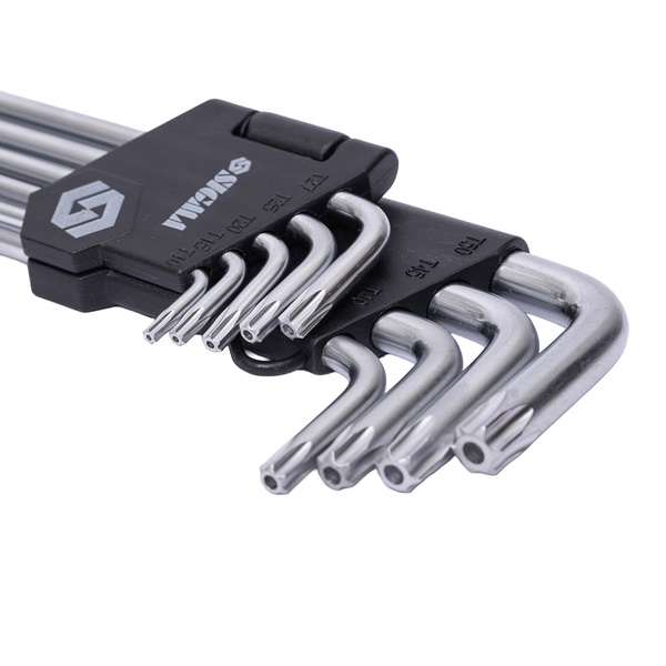 Ключі Sigma Torx CrV 9 шт. T10-T50 (довгі з отвором)