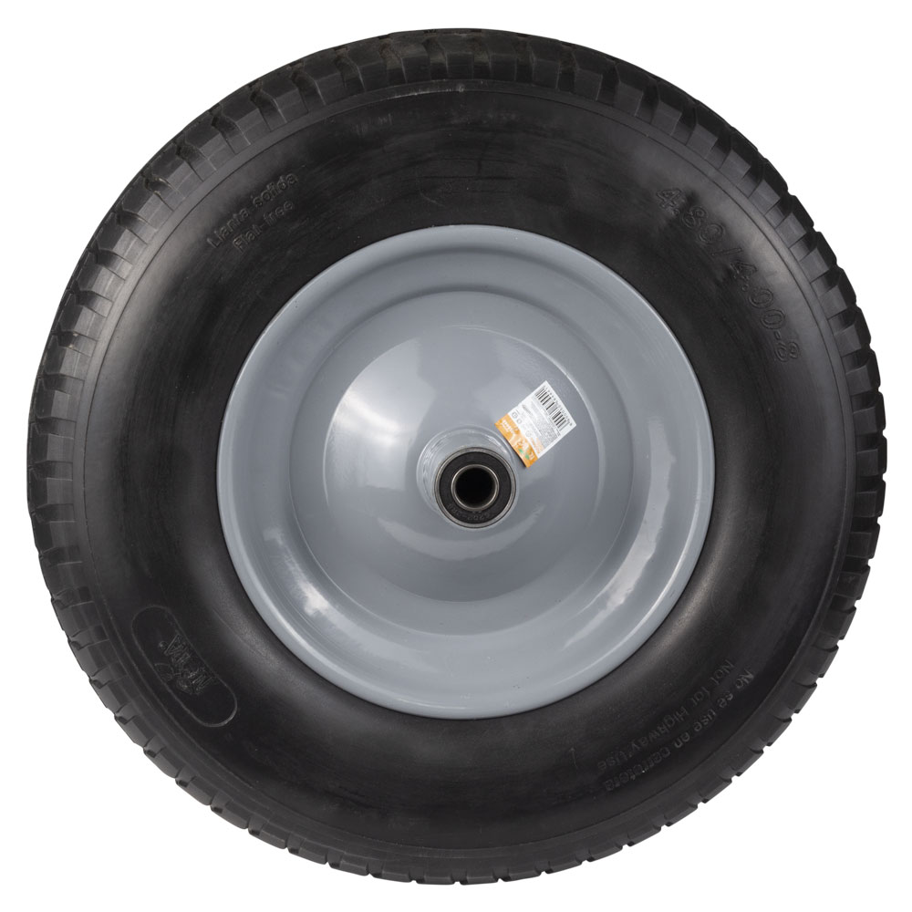 Колесо для тачки Flora безкамерне поліуретанове 15" (4.00-8) 387 x 92 мм вісь Ø16 мм довжина 103 мм