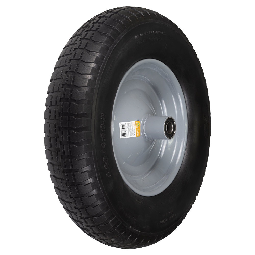 Колесо для тачки Flora безкамерне поліуретанове 15" (4.00-8) 387 x 92 мм вісь Ø16 мм довжина 103 мм