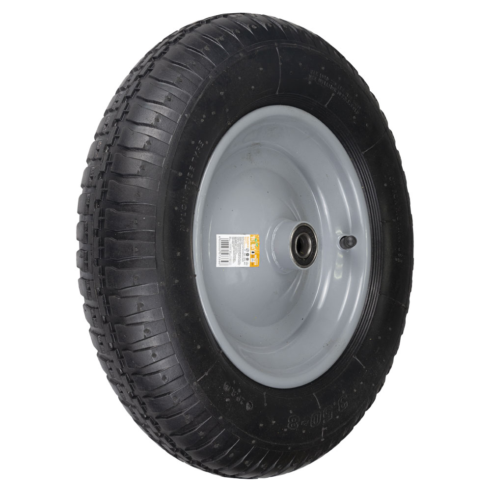 Колесо Flora пневматичне 14" (3.50-8) 360 x 85 мм вісь Ø16 мм довжина 90 мм для садово-будівельної тачки