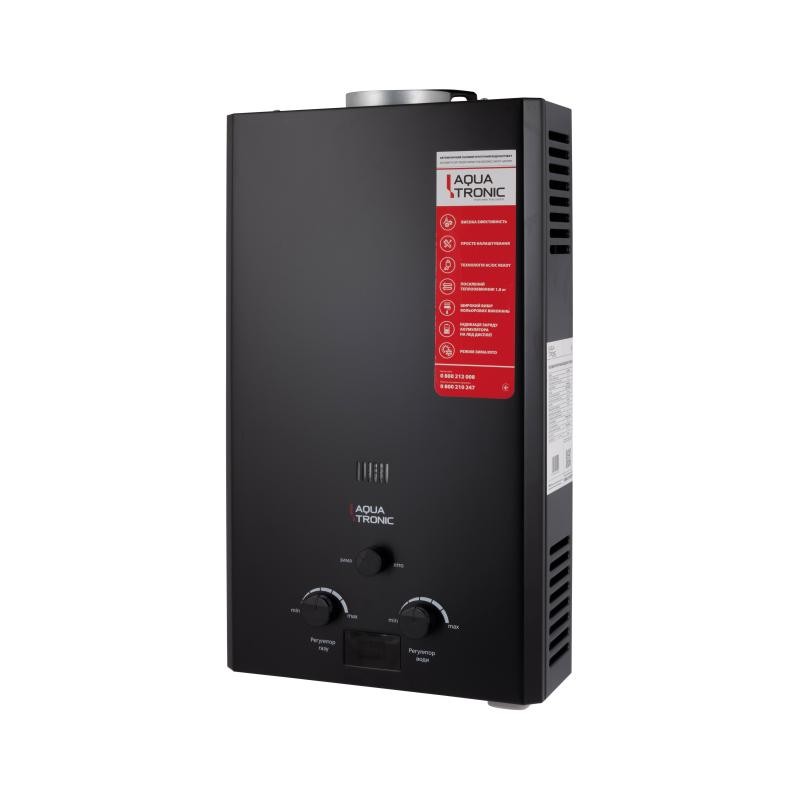 Колонка газовая дымоходная Aquatronic A21 Black 10 л