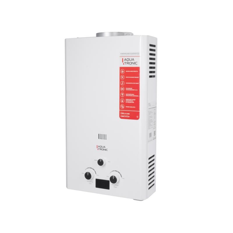 Колонка газовая дымоходная Aquatronic A21 White 10 л