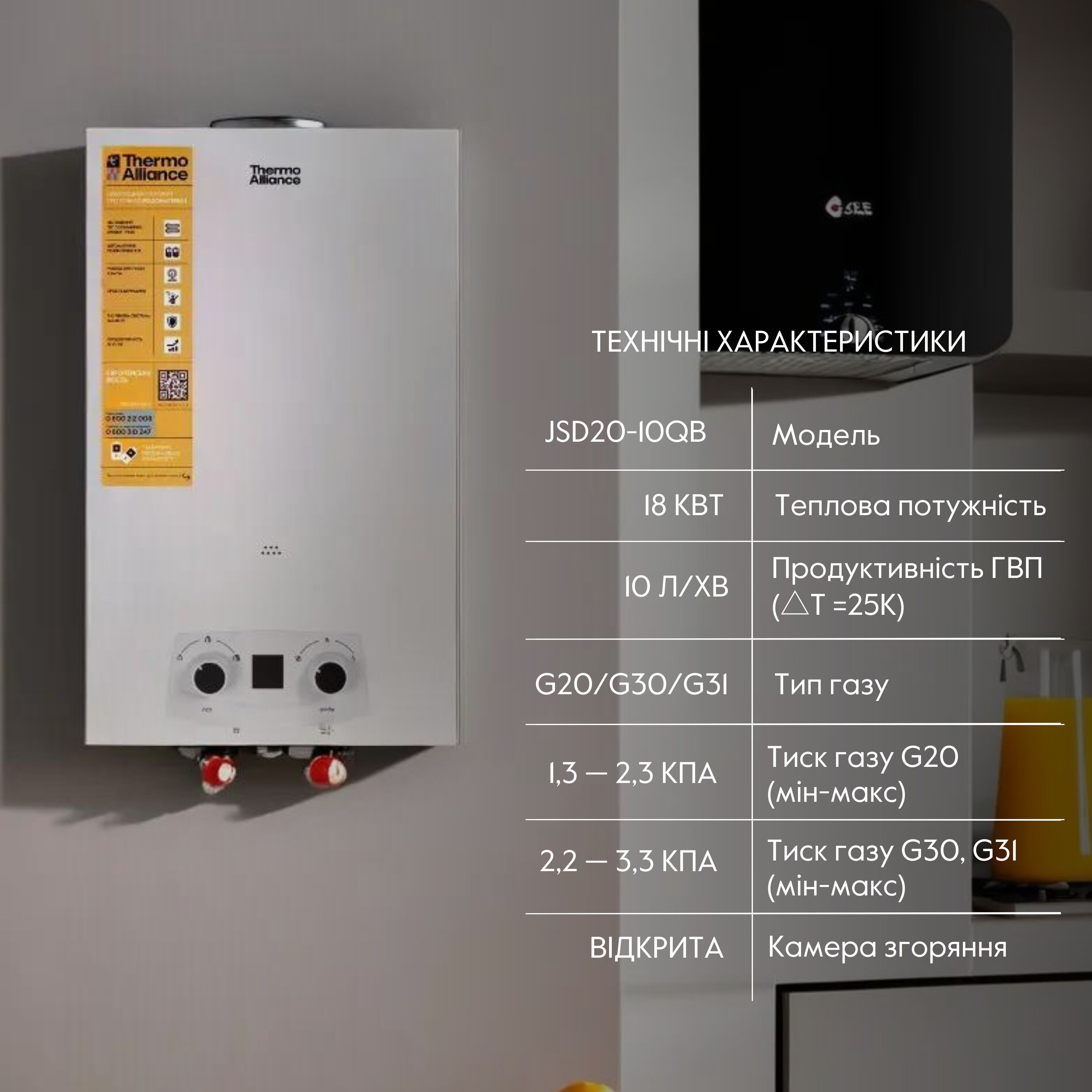 Колонка газовая дымоходная Thermo Alliance EURO 10 л(JSD20-10QB)