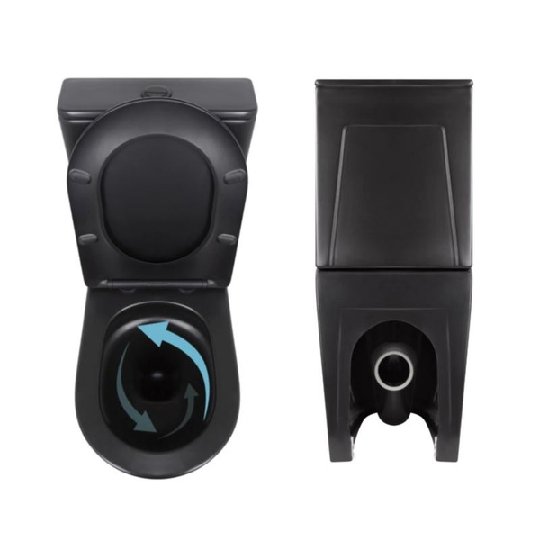 Комплект 2 в 1: унитаз напольный Qtap Robin Matt Black QT13226083AMB + набор гигиенического душа Lidz Aria Black LDARI110BLA43394