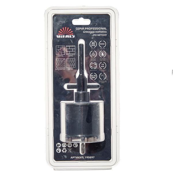 Комплект алмазної коронки по бетону Vitals Professional 68 х 110 мм М16 SDS-plus