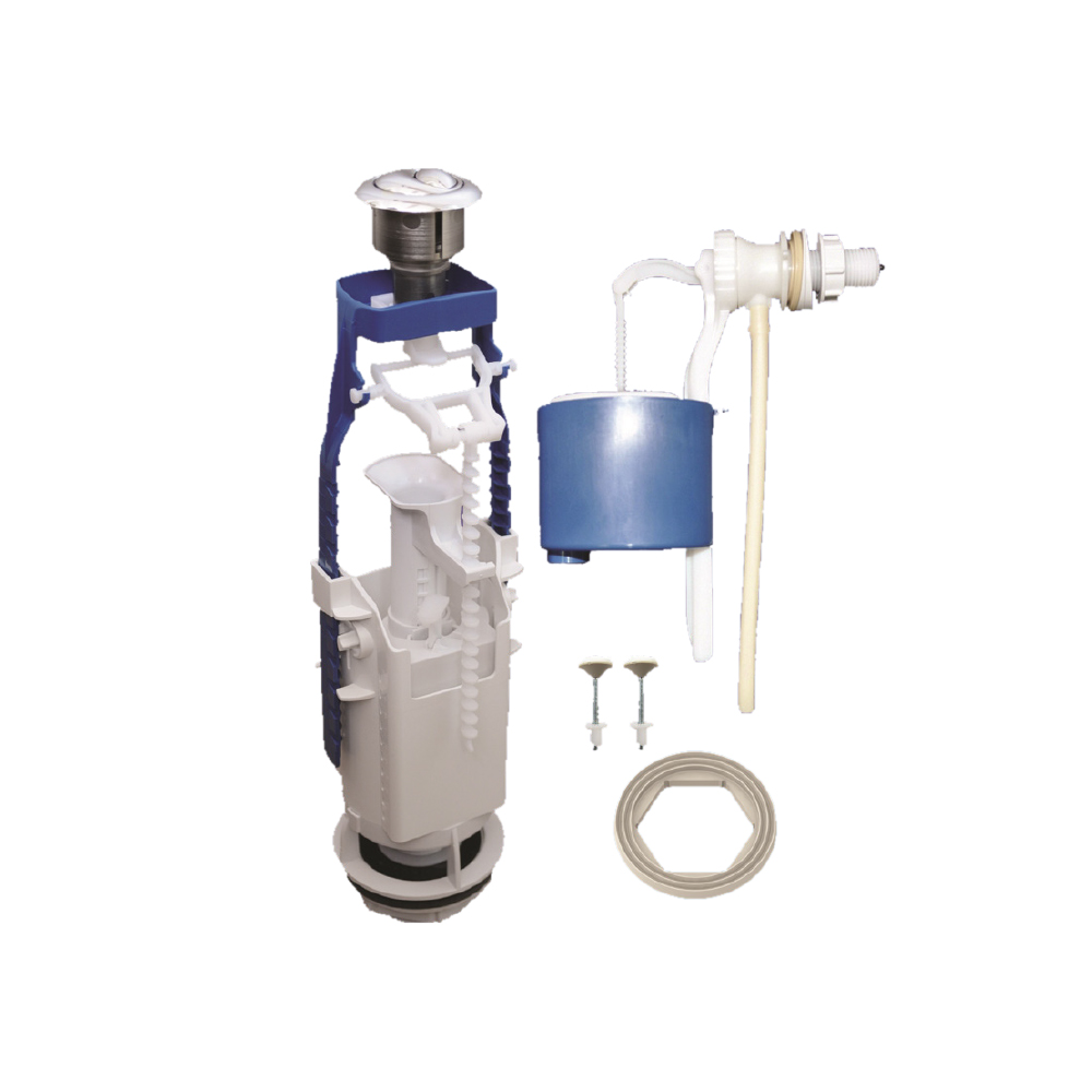 Комплект арматури Tau з двокнопковим зливним механізмом і бічним клапаном впуску 1/2" та пласт. різьбленням