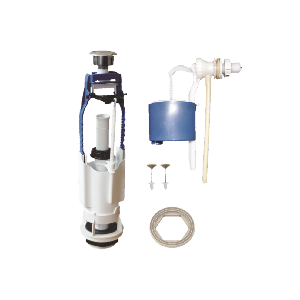 Комплект арматури Tau з однокнопковим зливним механізмом і бічним клапаном впуску 1/2" та пласт. різьбленням