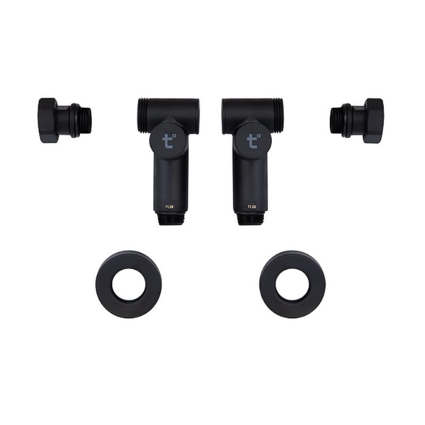 Комплект кранів Thermo Alliance Standart 1/2" чорний, для рушникосушарки кутовий (SF395W15HEB)