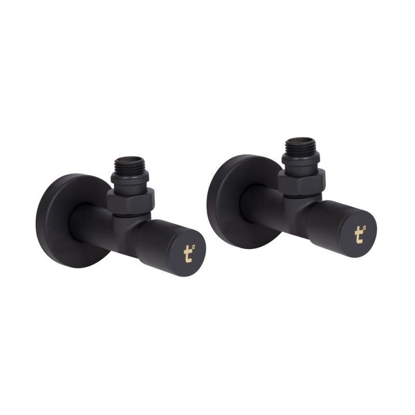 Комплект кранов Thermo Alliance Standart 1/2" Н для полотенцесушителя угловой черный (SF395W15B)