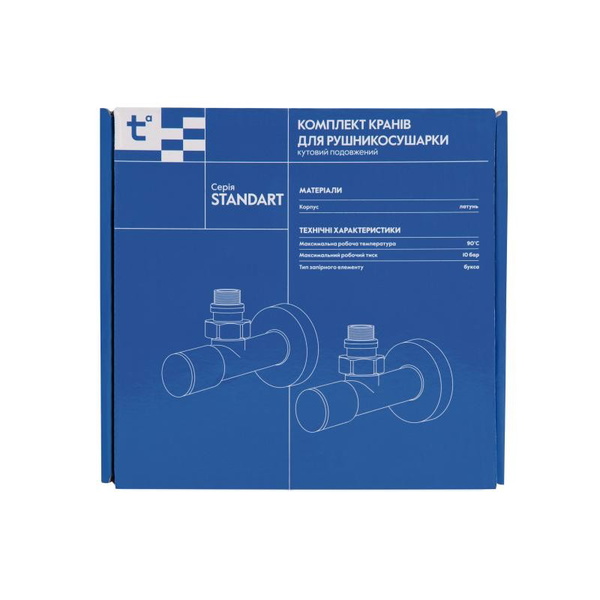 Комплект кранов Thermo Alliance Standart 1/2" Н для полотенцесушителя угловой черный (SF395W15B)