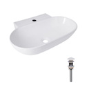 Комплект Qtap Cardinal: Раковина підвісна / накладна овальна 565 х 400 х 130 мм White + Донний клапан PU02