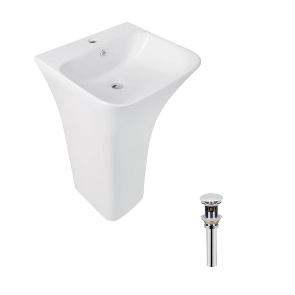 Комплект Qtap Crow: Раковина підлогова моноблок 445 x 420 x 840 мм White + Донний клапан PU02O