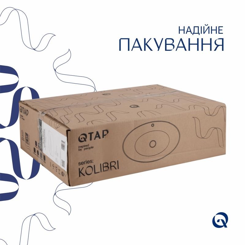 Комплект Qtap Kolibri: Раковина накладна овальна 500 x 360 x 140 мм White + Донний клапан PU02