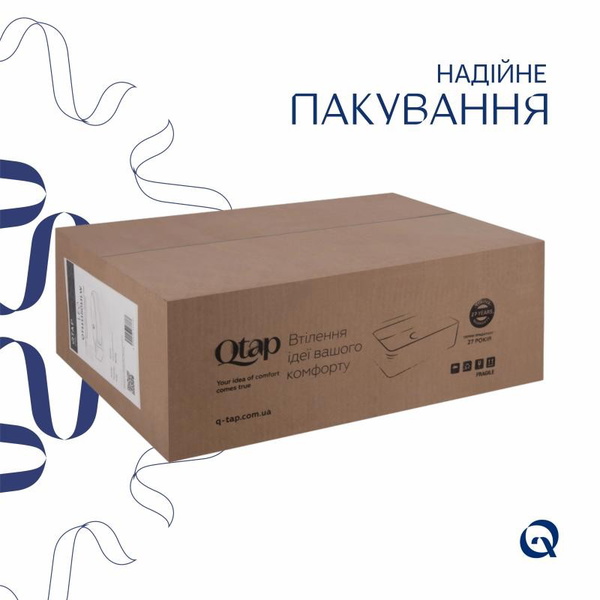 Комплект Qtap Leo: Раковина підвісна овальна ліва 430 x 285 x 160 мм White + Донний клапан PU02O