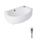 Комплект Qtap Leo: Раковина подвесная овальная правая 430 x 285 x 160 мм White + Донный клапан PU02O