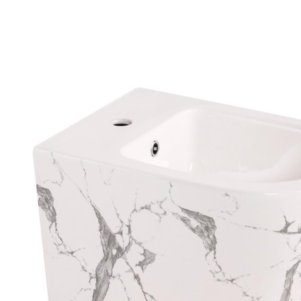 Комплект Qtap Robin Marble 3 в 1: унітаз підвісний Ultra Quiet + біде підвісне + раковина накладна (QTROBMR49160)