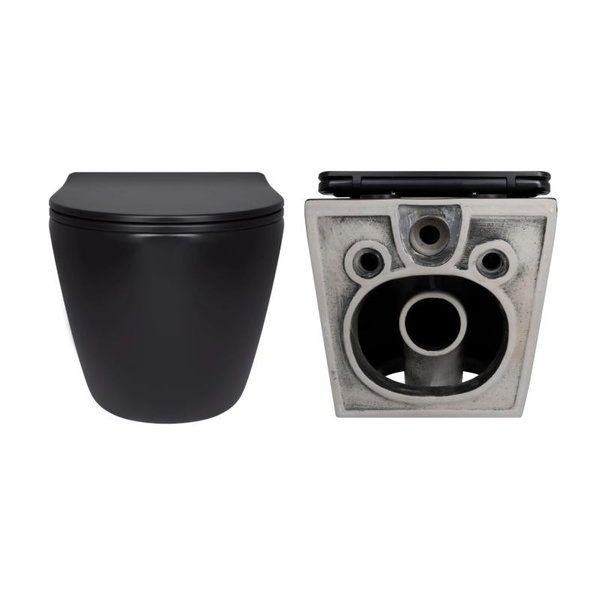 Комплект Qtap Robin Matt Black 2 в 1: унітаз підвісний Ultra Quiet QT13332381АSMB + біде підвісне QT1355046FMB