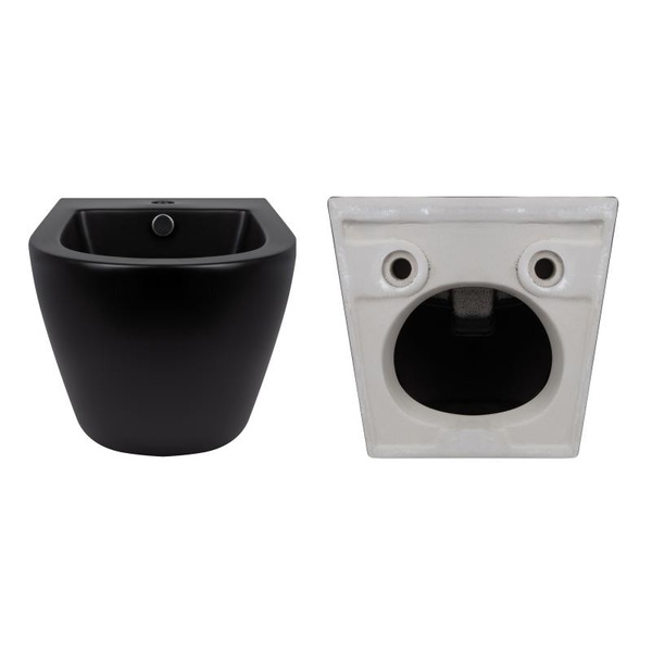 Комплект Qtap Robin Matt Black 2 в 1: унітаз підвісний Ultra Quiet QT13332381АSMB + біде підвісне QT1355046FMB
