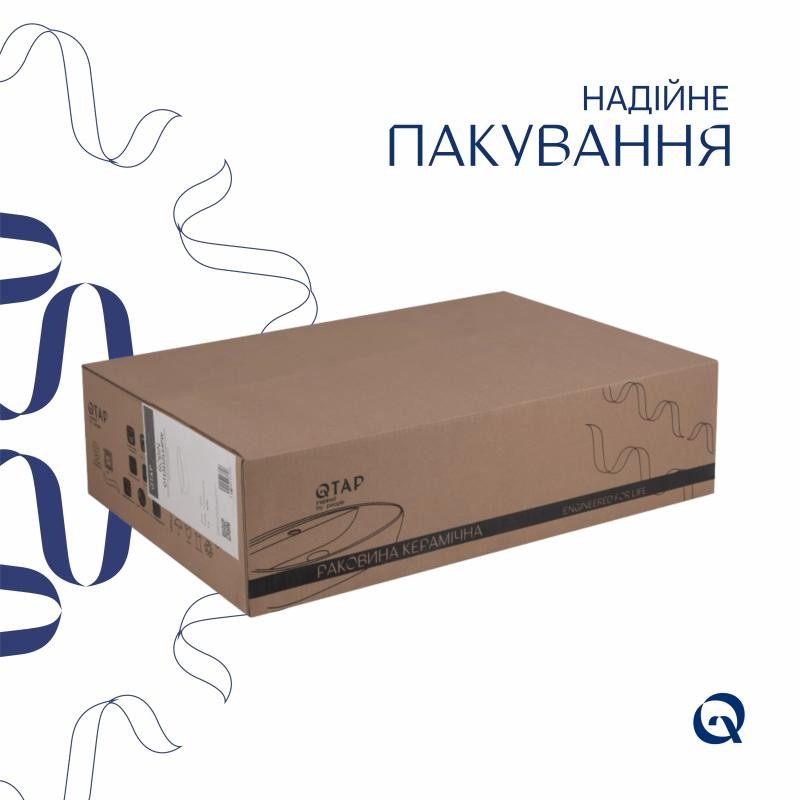 Комплект Qtap Robin: Раковина накладна прямокутна 600 x 390 x 150 мм White + Донний клапан PU02