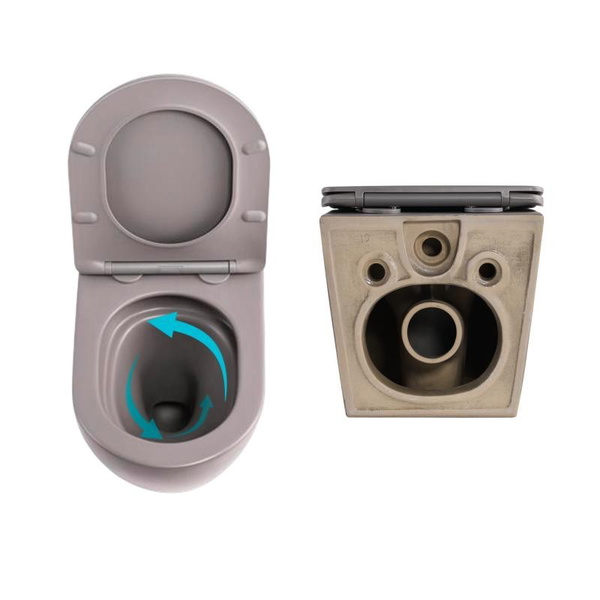 Комплект Qtap Robin Stone grey 3 в 1: унітаз підвісний Ultra Quiet + біде підвісне + раковина накладна (QTROBSG49158)