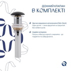 Комплект Qtap Scorpio: раковина накладна 600 x 400 x 120 мм, Matt Black, овальна + донний клапан Pop-up PU03