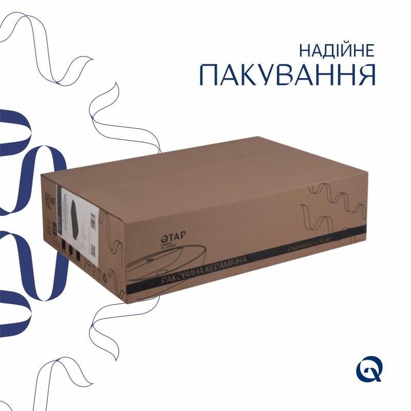 Комплект Qtap Scorpio: Раковина накладна прямокутна 550 х 390 х 120 мм Matt Black + Донний клапан PU03