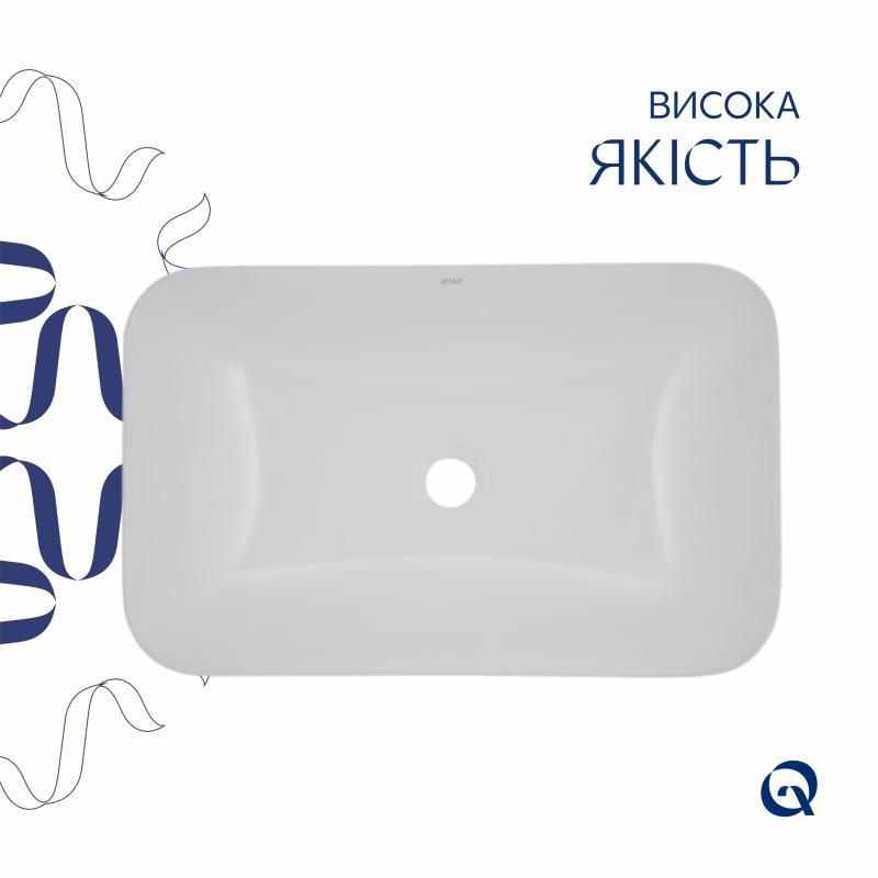 Комплект Qtap Scorpio: Раковина врізна прямокутна 615 х 390 х 150 мм White + Донний клапан PU02