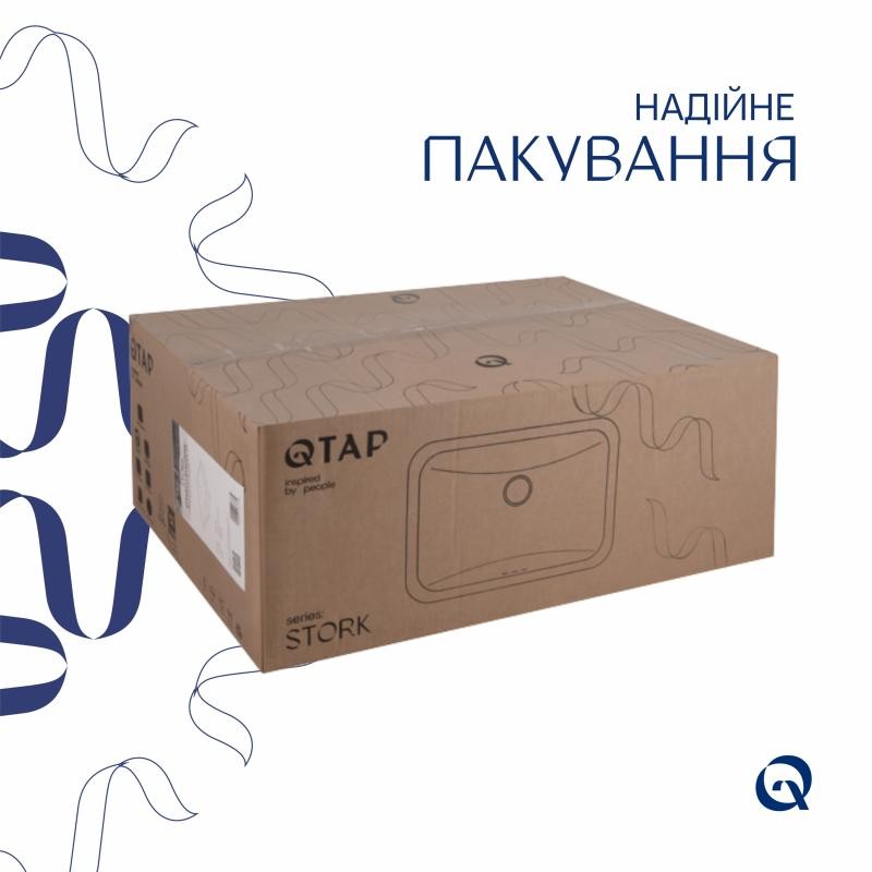 Комплект Qtap Stork: Раковина врізна прямокутна 535 x 365 x 190 мм White + Донний клапан PU02O