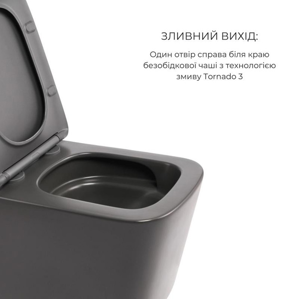 Комплект Qtap Tern Anthracite 3 в 1: унитаз подвесной Ultra Quiet + биде подвесное + раковина накладная (QTTERAN49161)