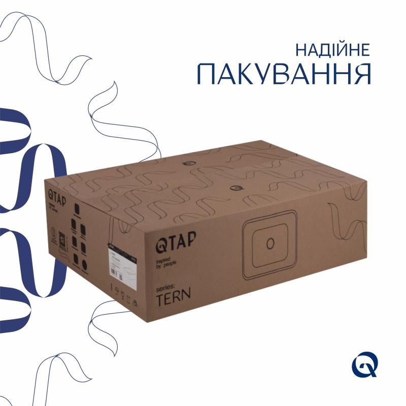 Комплект Qtap Tern: Раковина накладна прямокутна 480 х 370 х 135 мм White + Донний клапан PU02