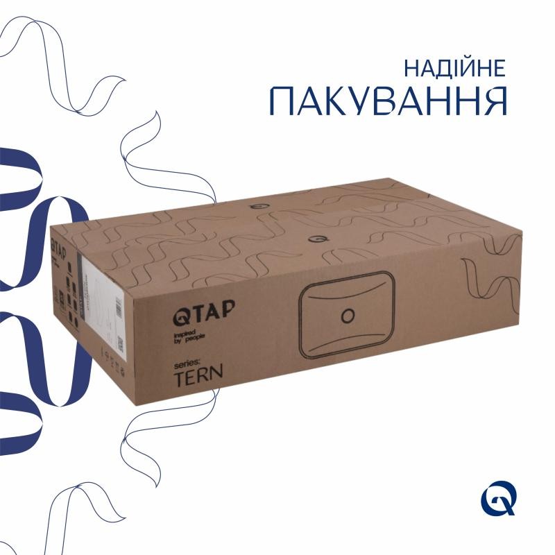 Комплект Qtap Tern: Раковина накладна прямокутна 610 x 350 x 135 мм WHITE + Донний клапан PU02
