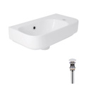 Комплект Qtap Tern: Раковина подвесная прямоугольная правая 450 х 250 х 158 мм White + Донный клапан PU02O