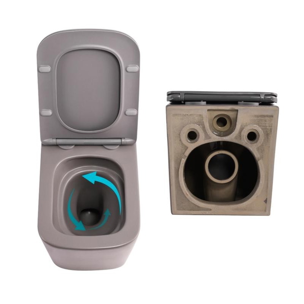 Комплект Qtap Tern Stone grey 3 в 1: унітаз підвісний Ultra Quiet + біде підвісне + раковина накладна (QTTERSG49162)