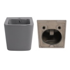 Комплект Qtap Tern Stone grey 3 в 1: унітаз підвісний Ultra Quiet + біде підвісне + раковина накладна (QTTERSG49162)